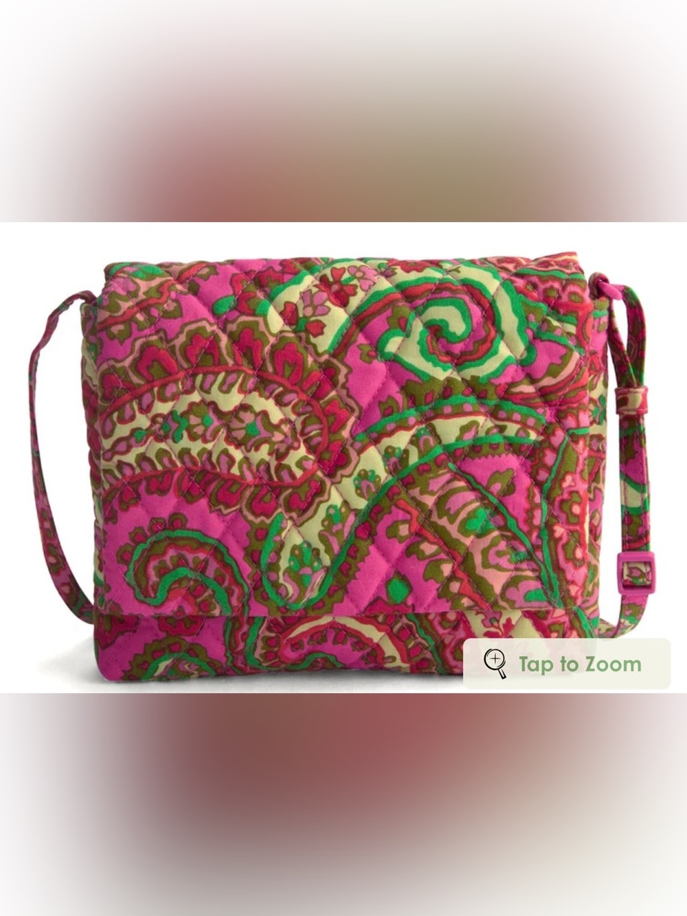 Vera Bradley Quilted Pink Floral Paisley Small Flap Hipster NWT